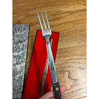 Vintage Vernco Knife And Fork 2pc Set Teak Wood Japan Meat Carving Set