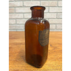Antique John Wyeth Throat, Quinlan Label Medicine Apothecary Amber Glass Bottle