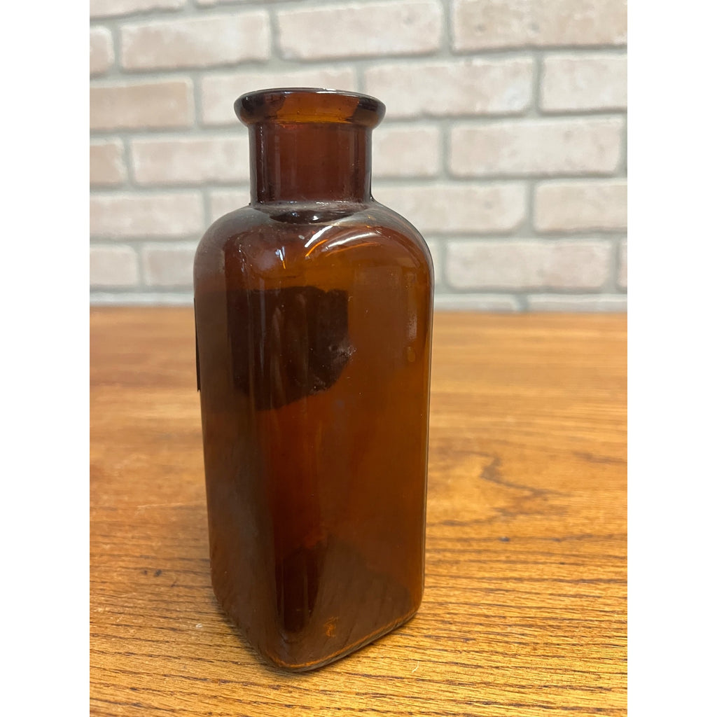 Antique John Wyeth Throat, Quinlan Label Medicine Apothecary Amber Glass Bottle