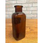 Antique John Wyeth Throat, Quinlan Label Medicine Apothecary Amber Glass Bottle