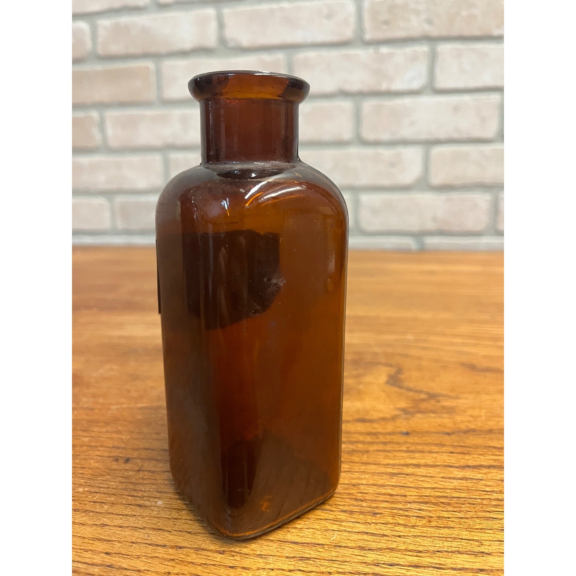 Antique John Wyeth Throat, Quinlan Label Medicine Apothecary Amber Glass Bottle