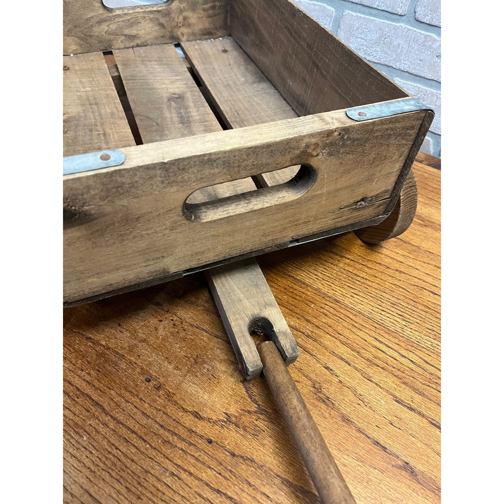 Vintage Pepsi Cola Wooden Wagon Advertising Pull Toy Store Display Red Logo Cart