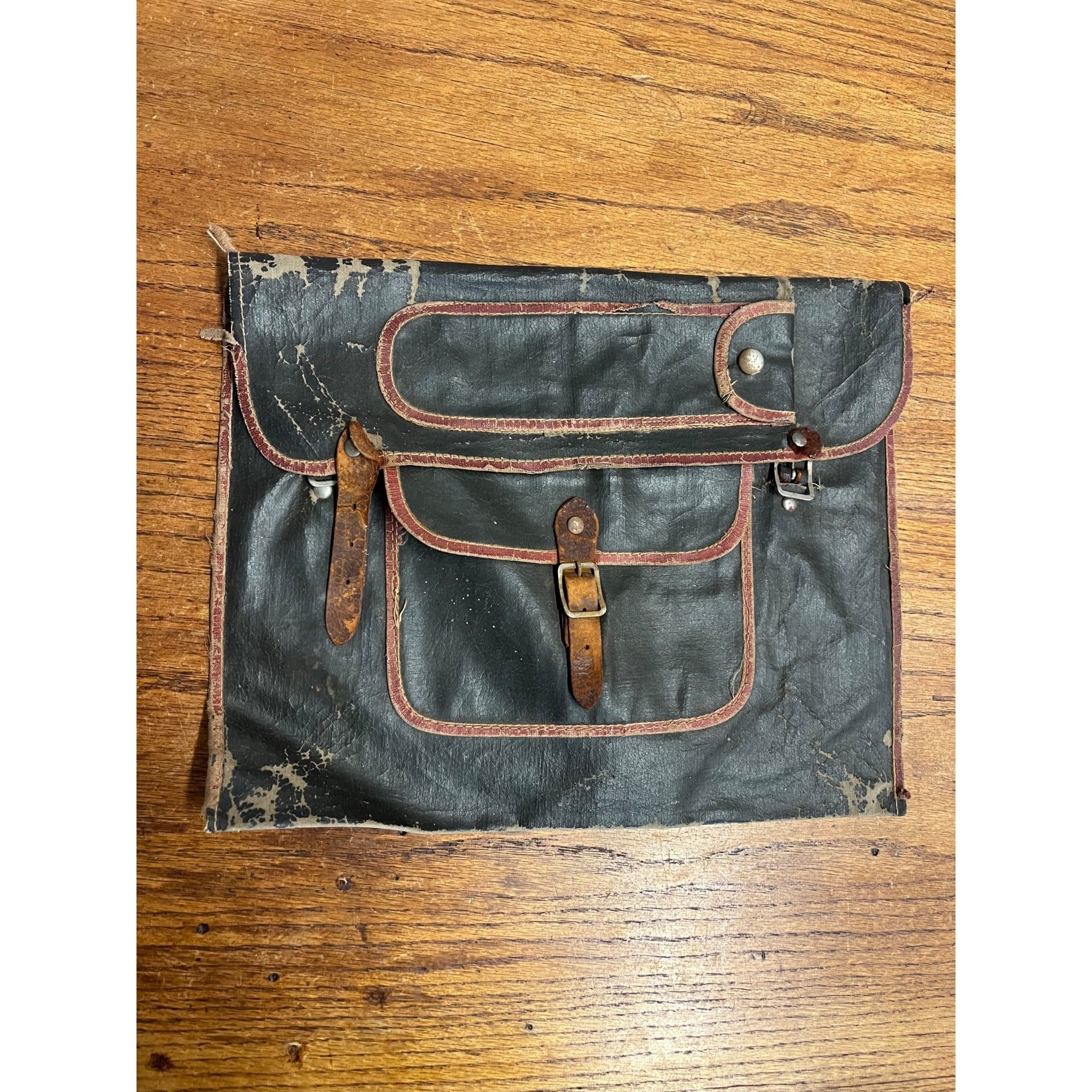 Antique 1930s Messenger Bag Business Banker Back Pack Decor Rustic Worn