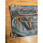 Antique 1930s Messenger Bag Business Banker Back Pack Decor Rustic Worn