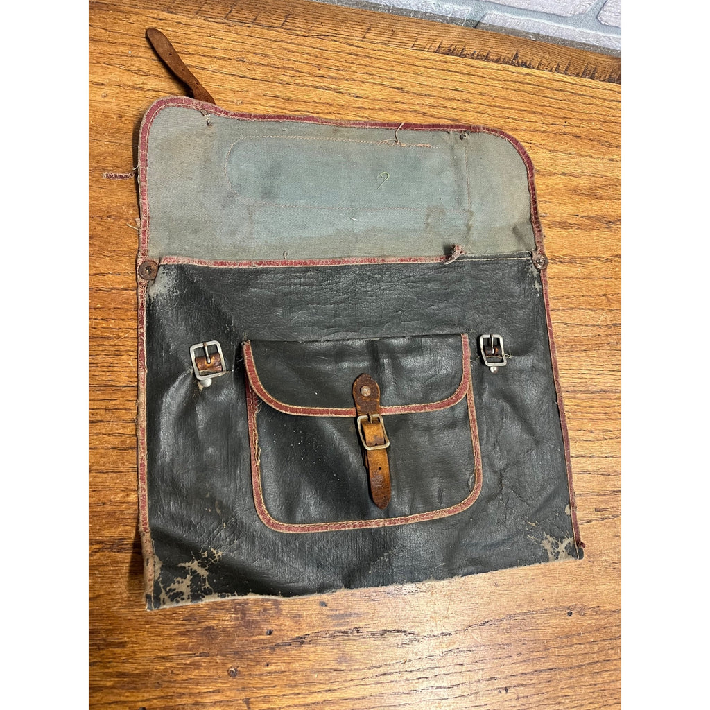 Antique 1930s Messenger Bag Business Banker Back Pack Decor Rustic Worn