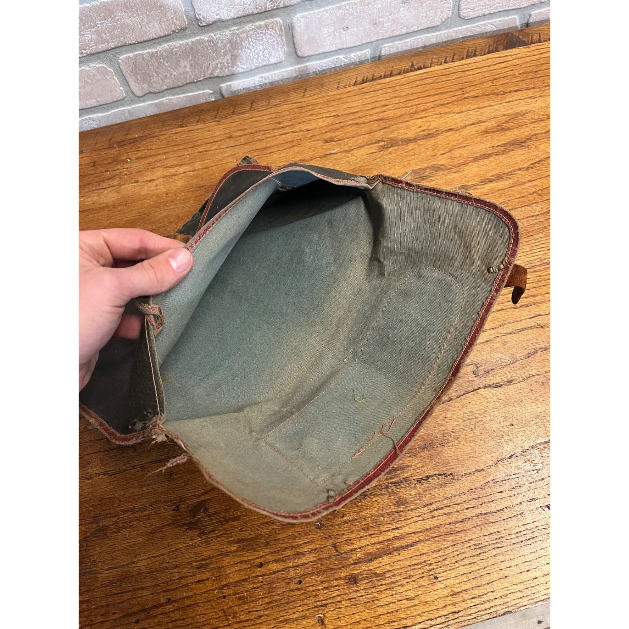 Antique 1930s Messenger Bag Business Banker Back Pack Decor Rustic Worn
