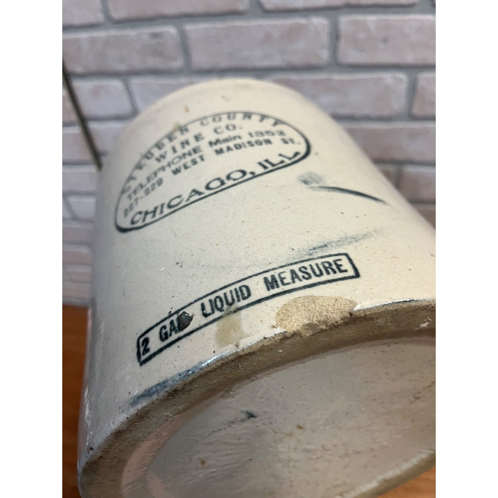Antique Steuben County Wine Chicago IL Advertising 2 Gallon Stoneware Crock Jug