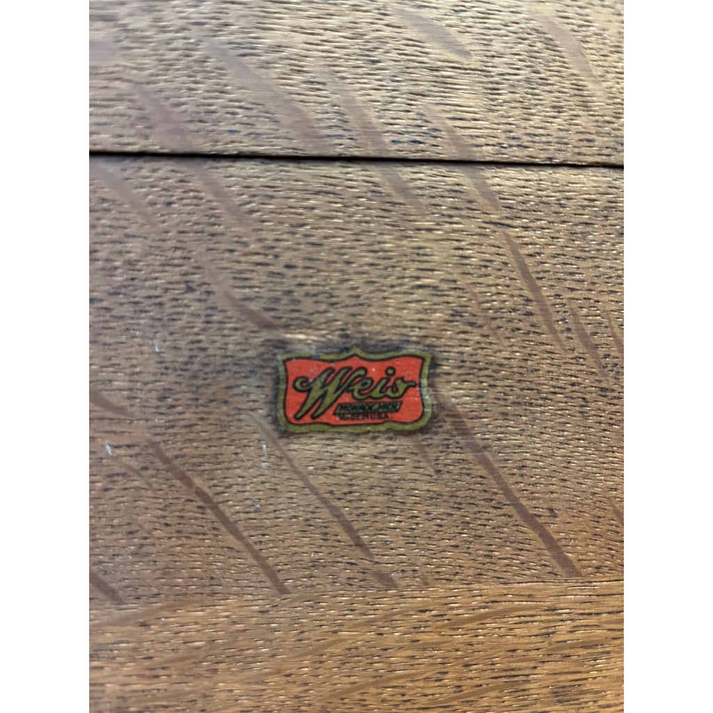 Antique Oak Weis Hinged Recipe Card Library Index Card Box