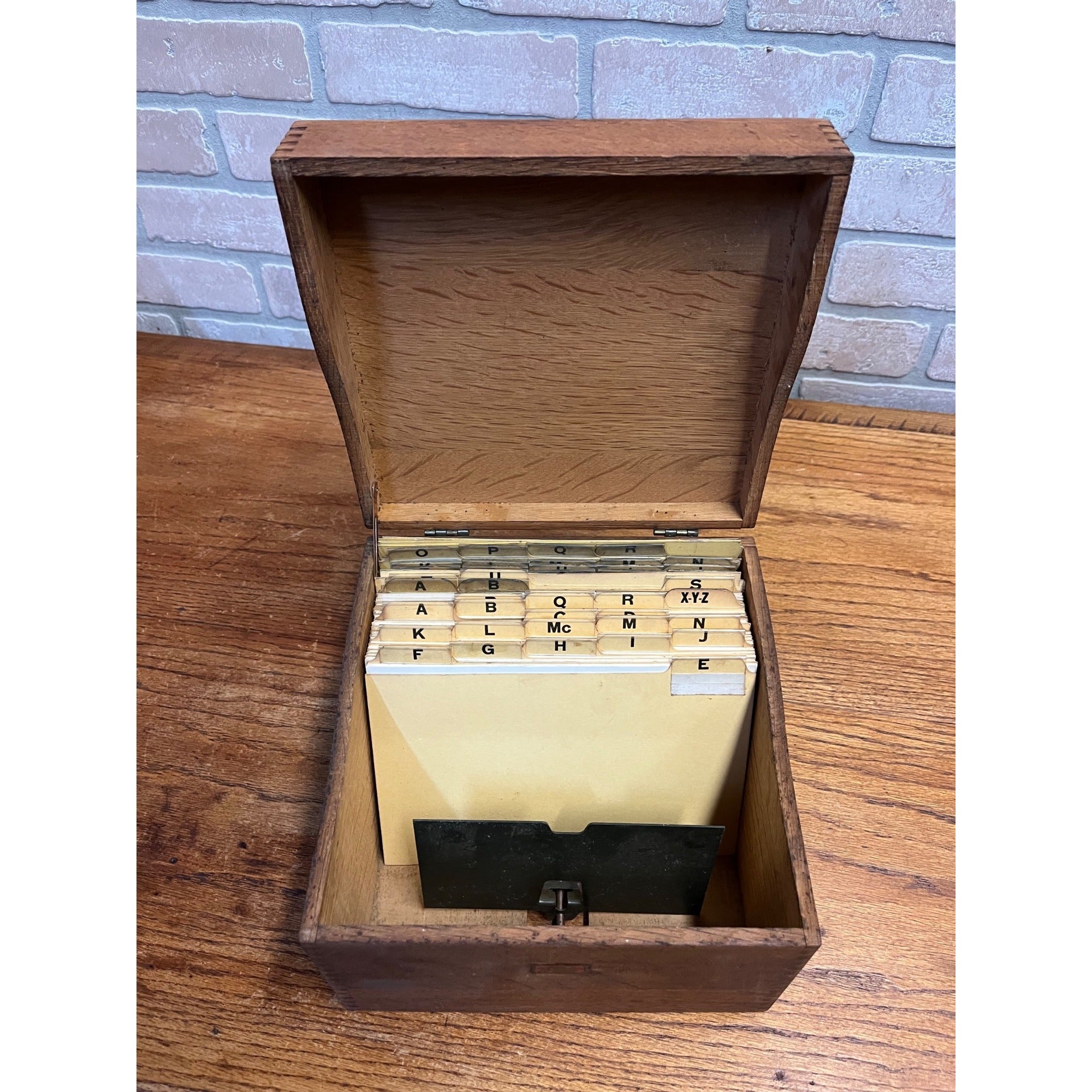 Antique Oak Weis Hinged Recipe Card Library Index Card Box