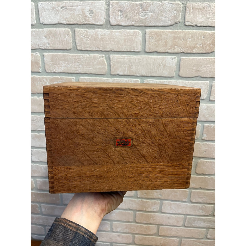 Antique Oak Weis Hinged Recipe Card Library Index Card Box