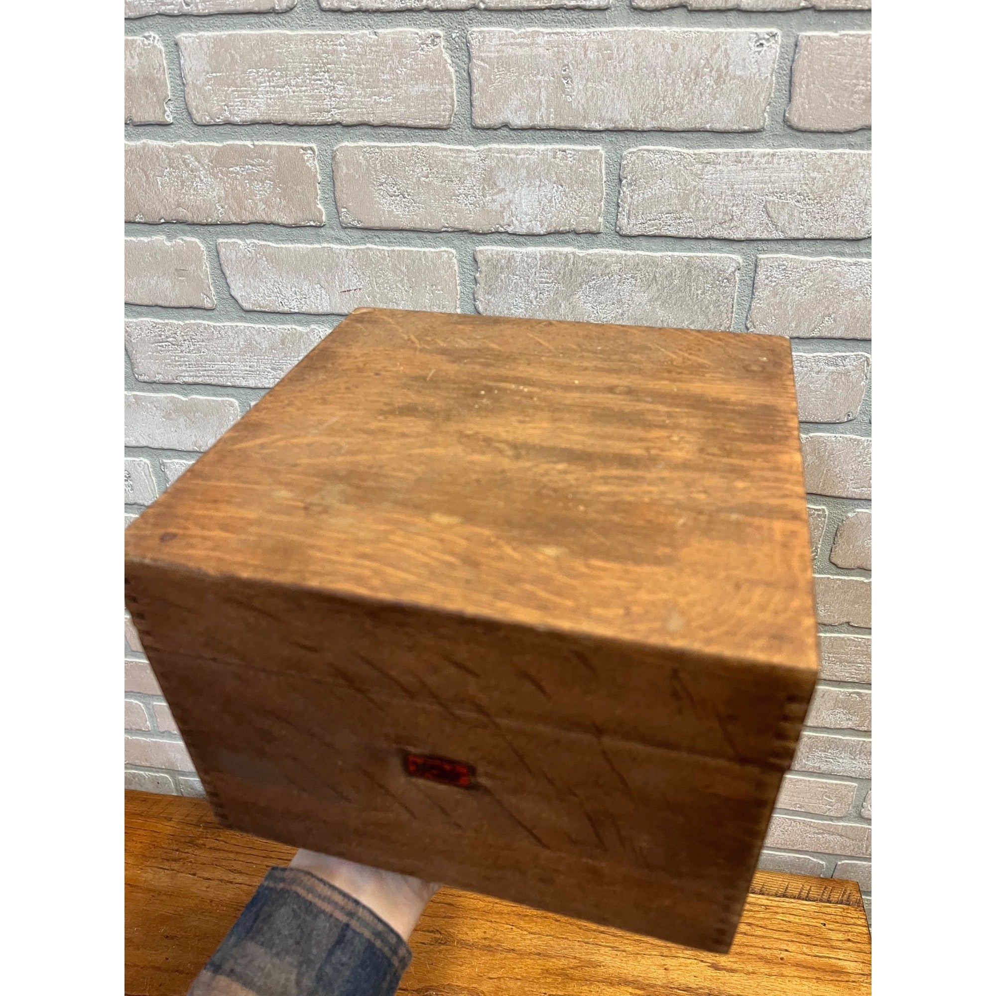 Antique Oak Weis Hinged Recipe Card Library Index Card Box