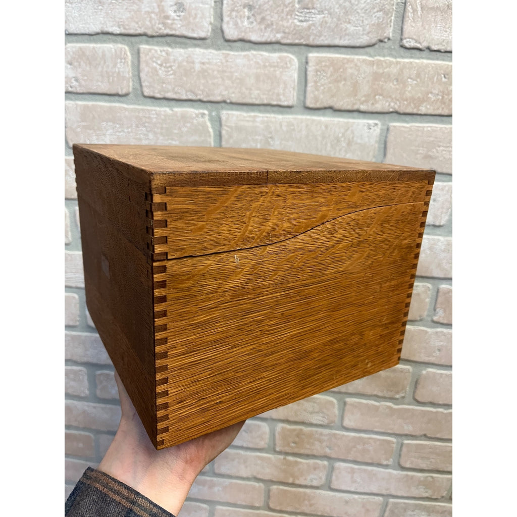 Antique Oak Weis Hinged Recipe Card Library Index Card Box