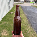 Vintage Pre-Pro Fox Head Waukesha Wisconsin Amber Embossed Beer Bottle WI Wis