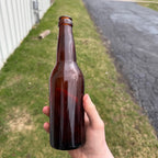 Vintage Pre-Pro Fox Head Waukesha Wisconsin Amber Embossed Beer Bottle WI Wis