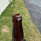 Vintage Pre-Pro Fox Head Waukesha Wisconsin Amber Embossed Beer Bottle WI Wis