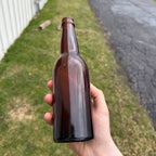 Vintage Pre-Pro Fox Head Waukesha Wisconsin Amber Embossed Beer Bottle WI Wis
