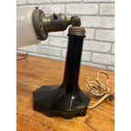 Vintage 1930s Black Faceted Glass Art Nouveau Pivoting Desk Table Lamp