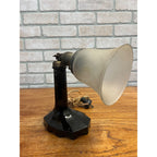 Vintage 1930s Black Faceted Glass Art Nouveau Pivoting Desk Table Lamp