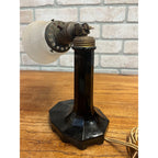 Vintage 1930s Black Faceted Glass Art Nouveau Pivoting Desk Table Lamp