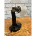 Vintage 1930s Black Faceted Glass Art Nouveau Pivoting Desk Table Lamp