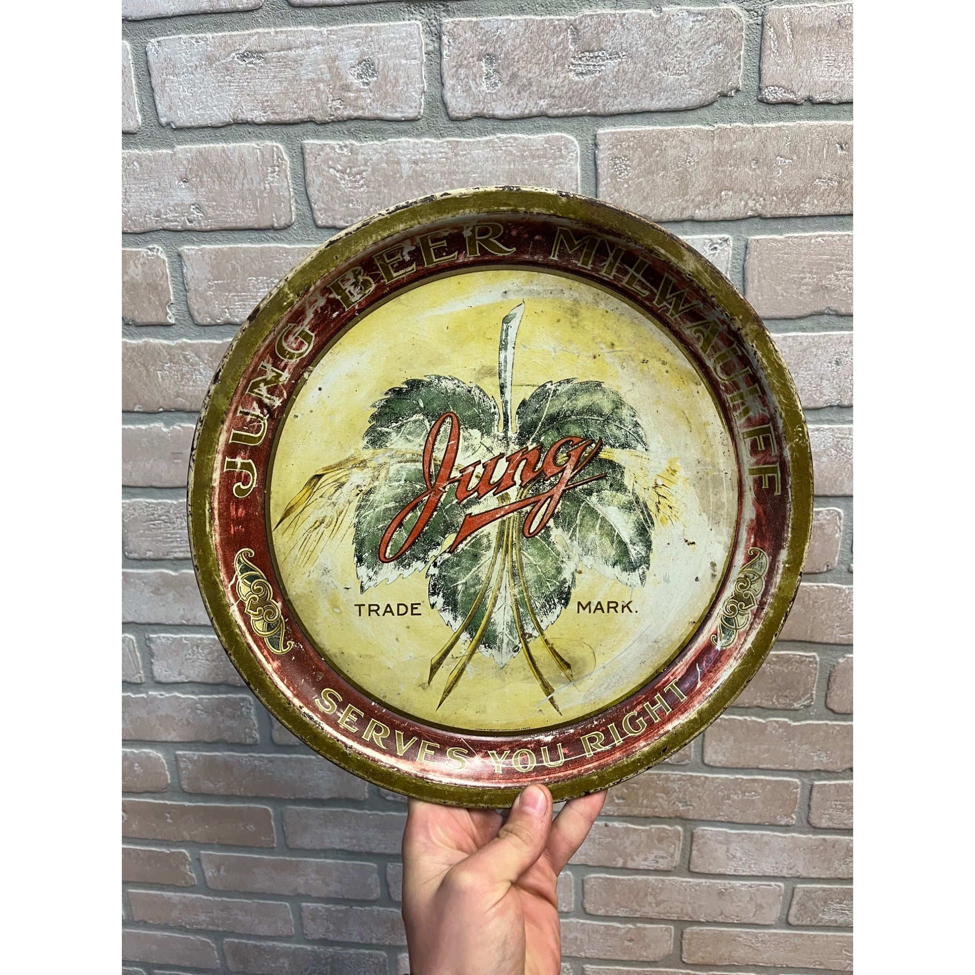 RARE Vintage Pre-Prohibition Jung Milwaukee Beer Tray Wisconsin Wis