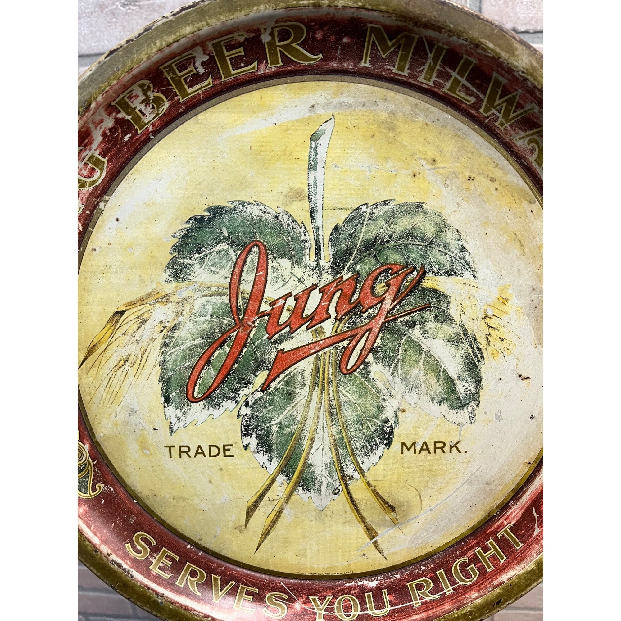 RARE Vintage Pre-Prohibition Jung Milwaukee Beer Tray Wisconsin Wis