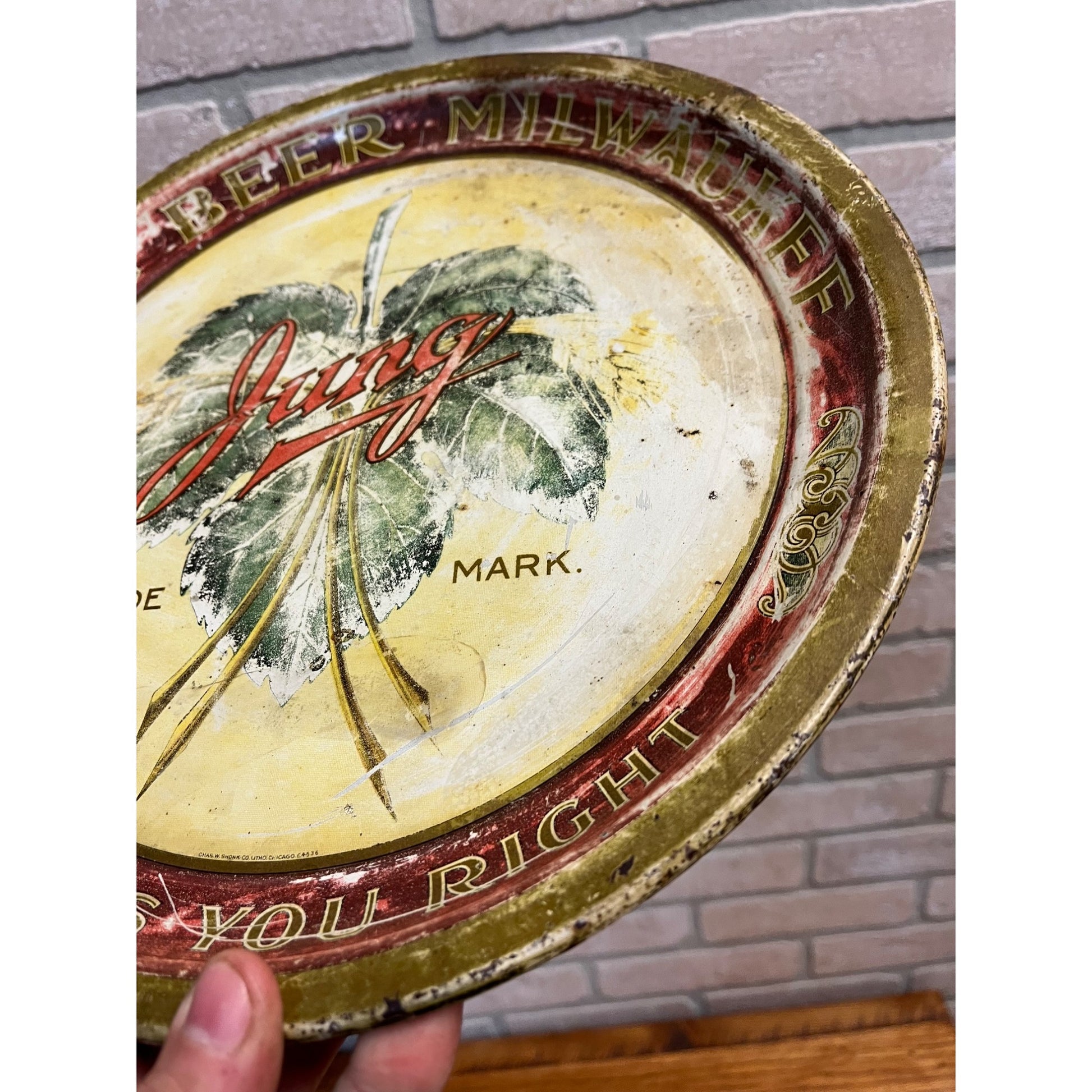 RARE Vintage Pre-Prohibition Jung Milwaukee Beer Tray Wisconsin Wis
