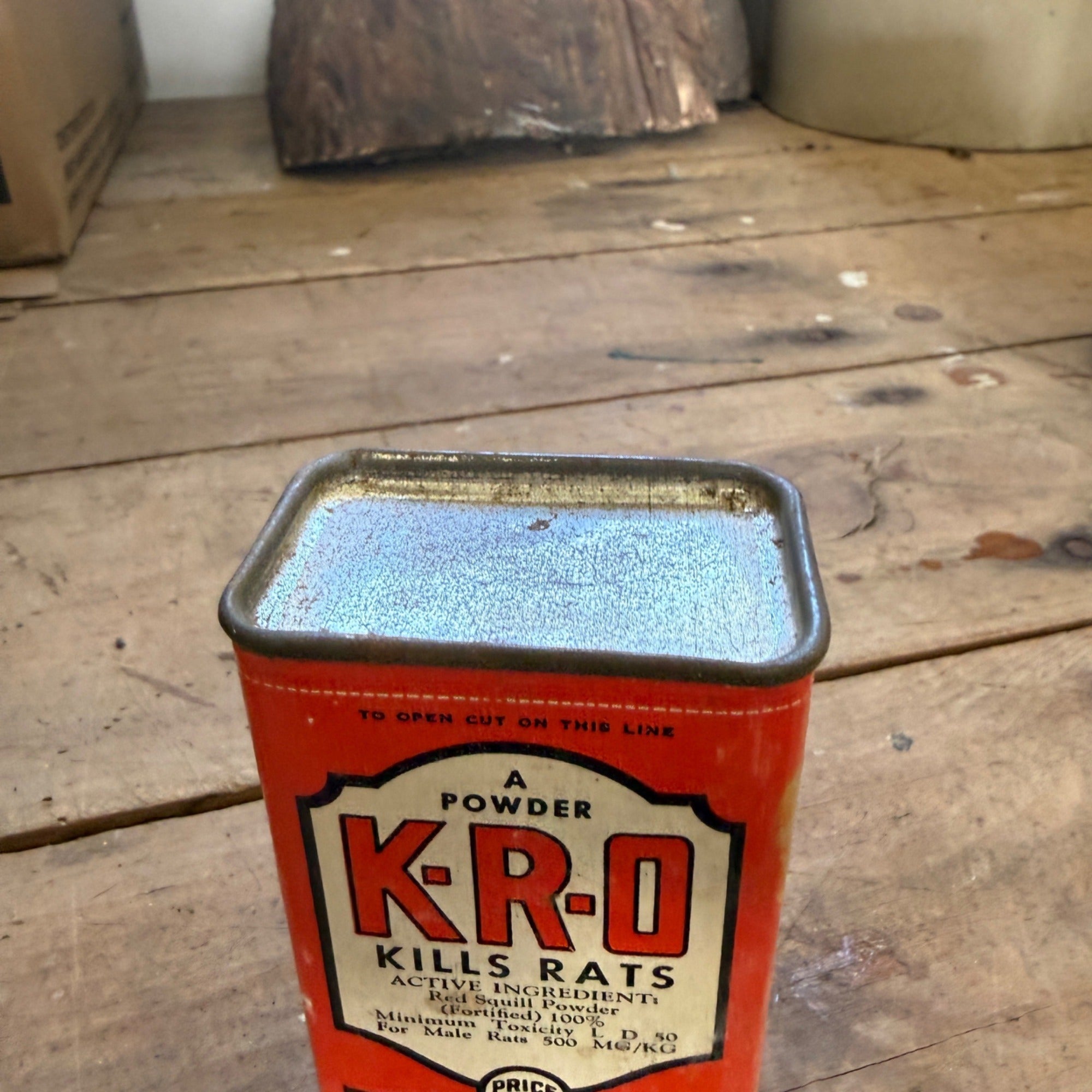 Vintage KRO Rat Poison Advertising Tin Red Squill Powder Springfield Ohio