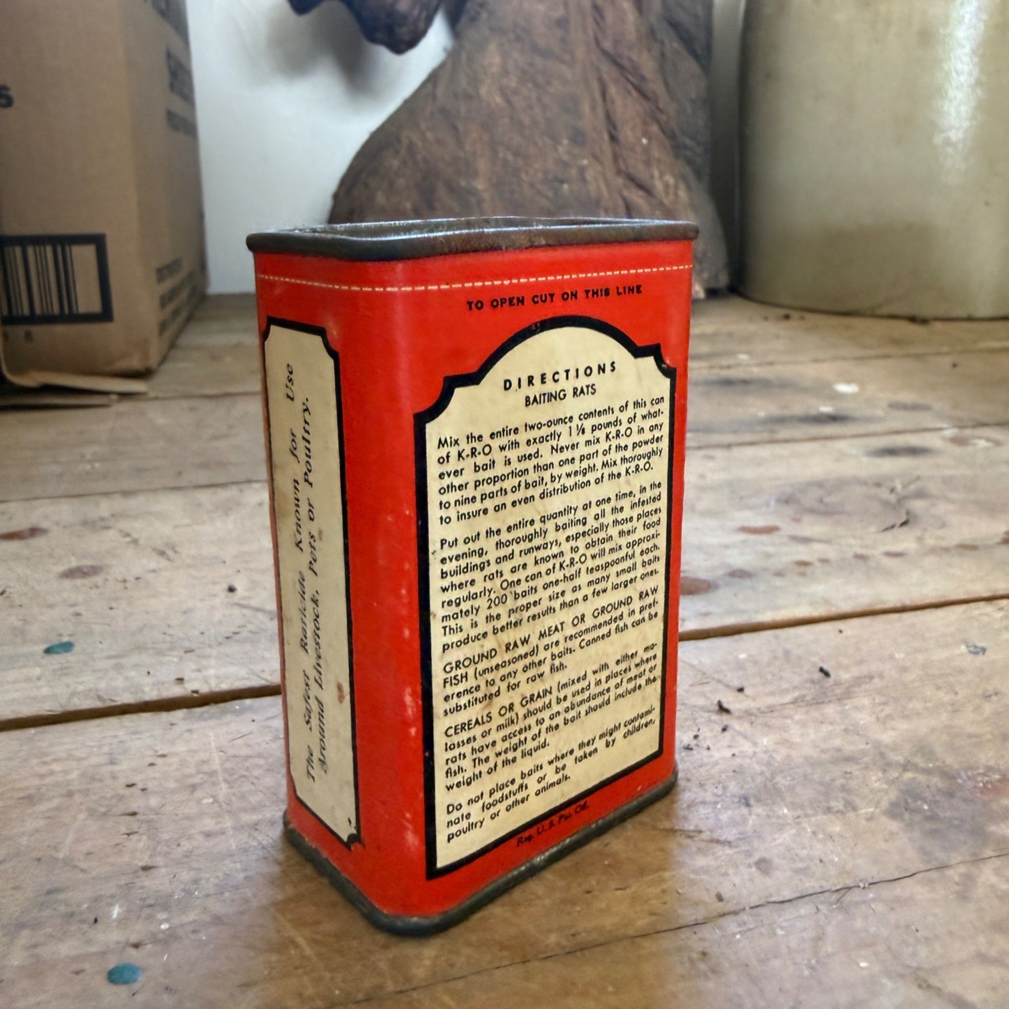Vintage KRO Rat Poison Advertising Tin Red Squill Powder Springfield Ohio