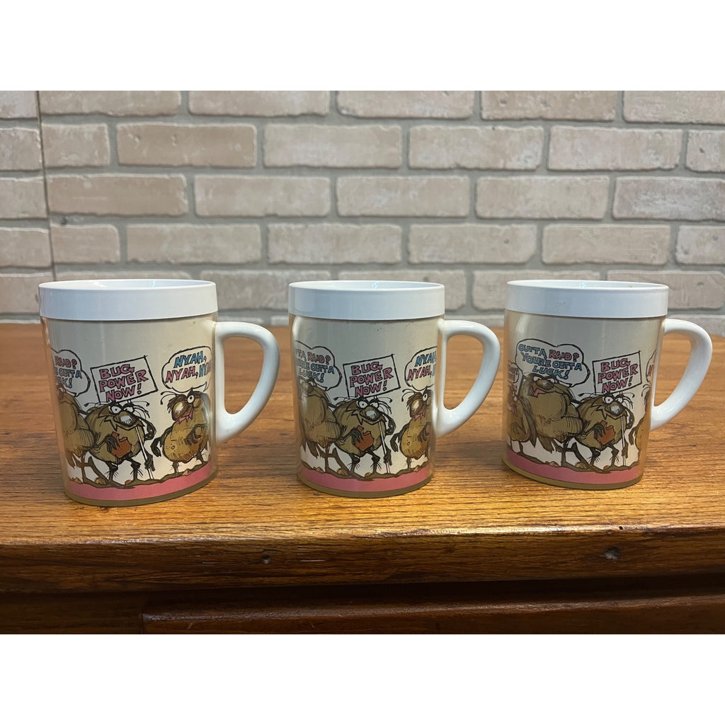 Vintage Raid Bug Spray Killer Promo Mugs West Bend Thermo-Serv Advertising