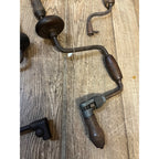 Antique Lot of (5) Angle Brace Drills Hand Crank Wooden Tool Wall Decor Lot