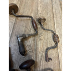 Antique Lot of (5) Angle Brace Drills Hand Crank Wooden Tool Wall Decor Lot