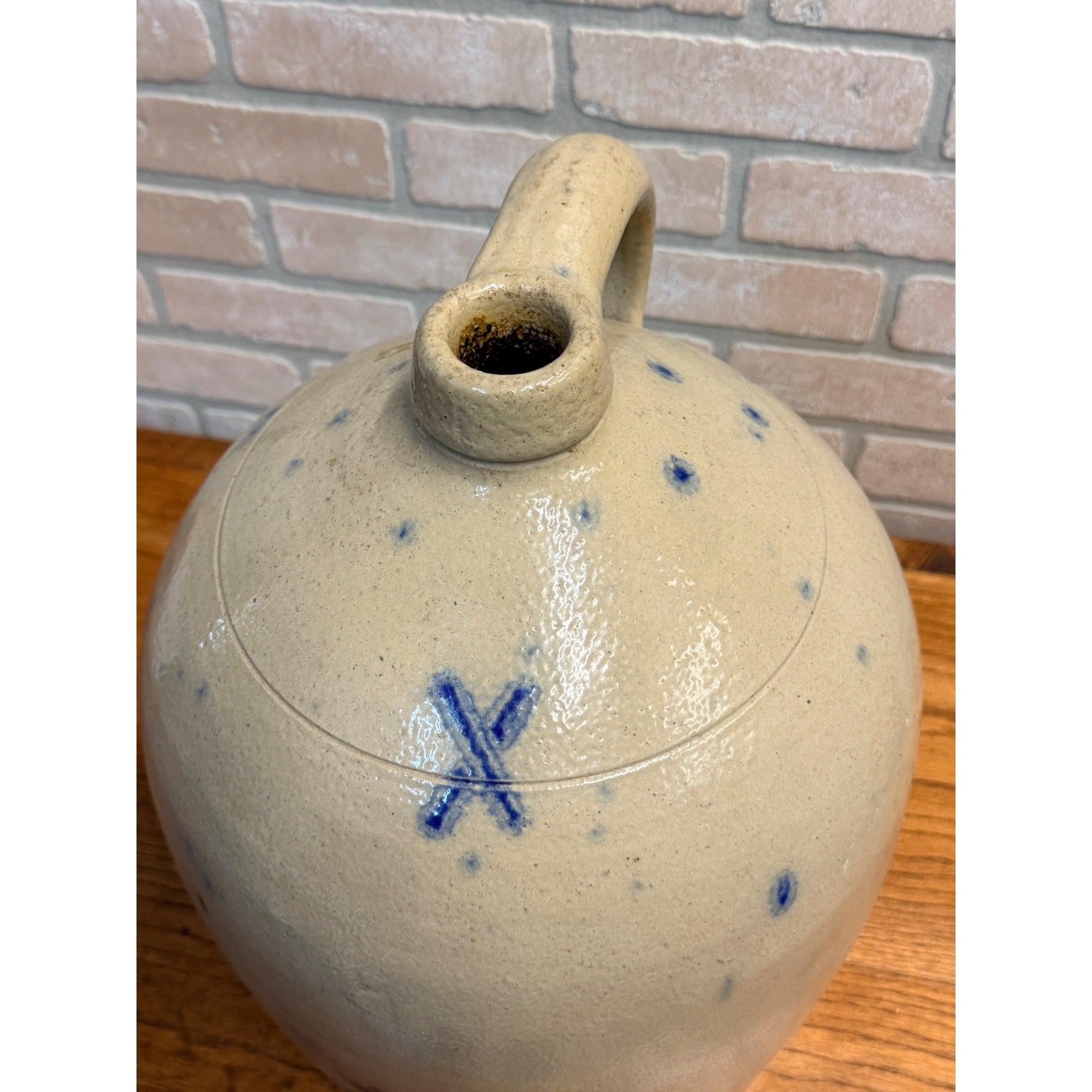 Primitive 19th c. Salt Glazed Stoneware Jug E.S. & B Cobalt Newbrighton PA 4 Gal