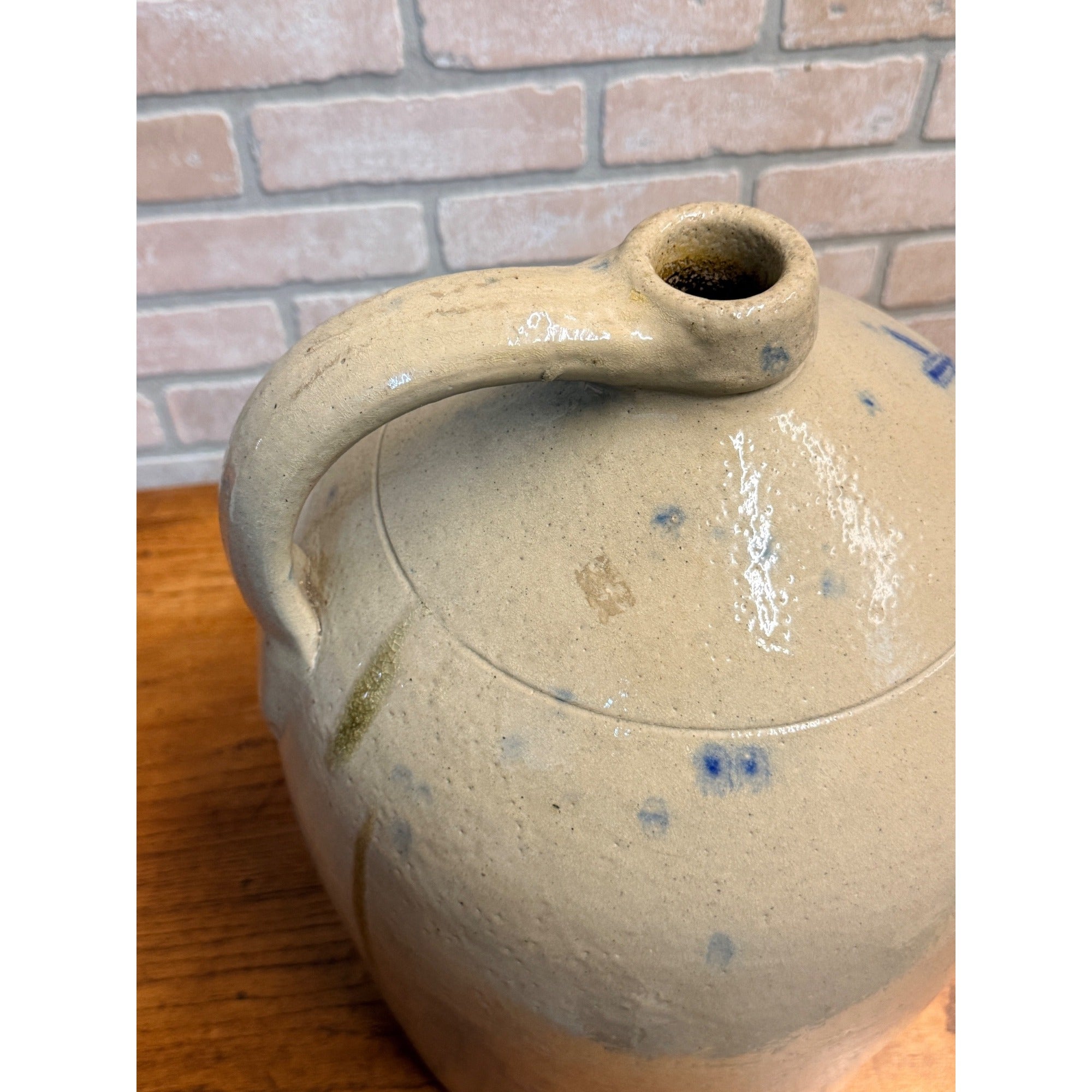 Primitive 19th c. Salt Glazed Stoneware Jug E.S. & B Cobalt Newbrighton PA 4 Gal