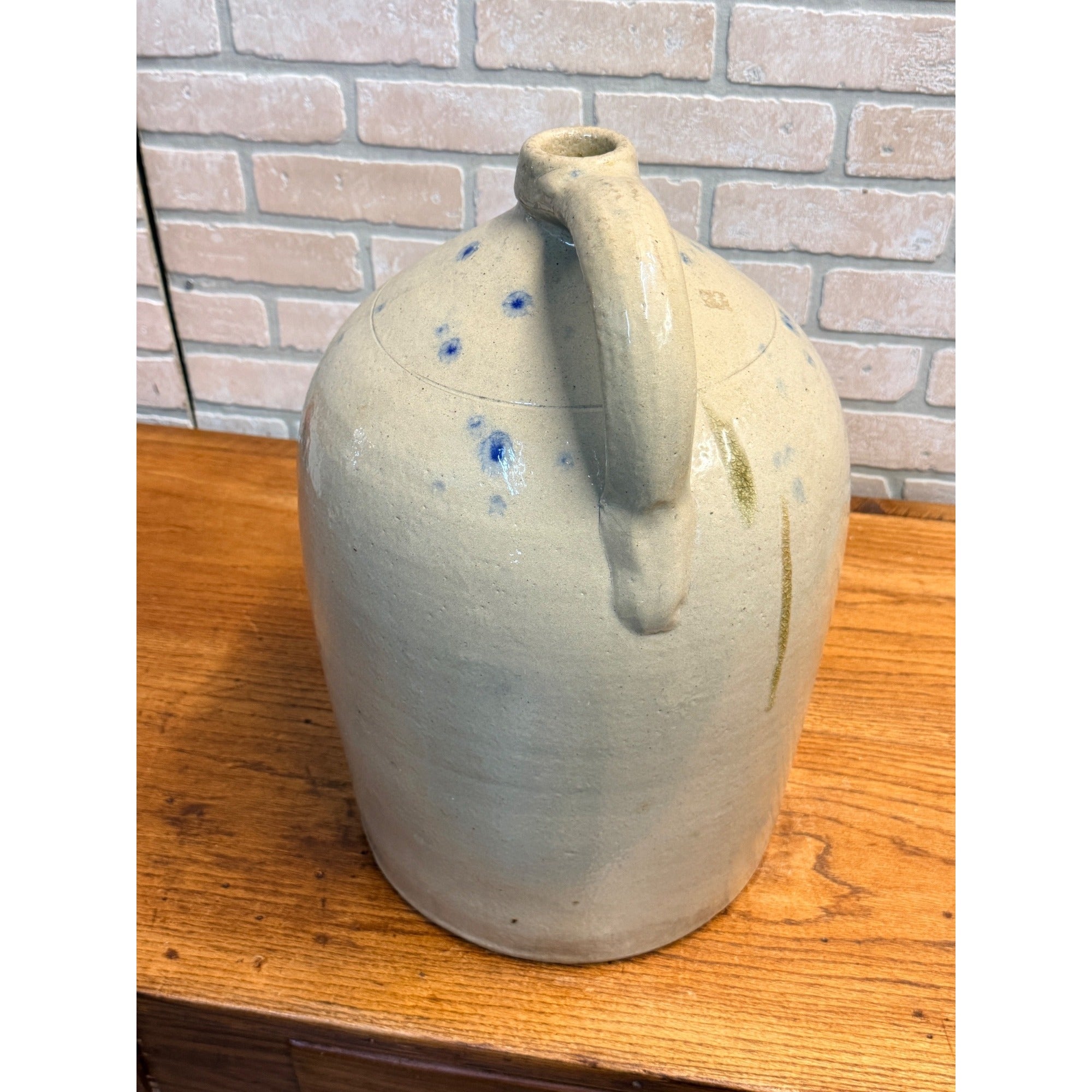 Primitive 19th c. Salt Glazed Stoneware Jug E.S. & B Cobalt Newbrighton PA 4 Gal