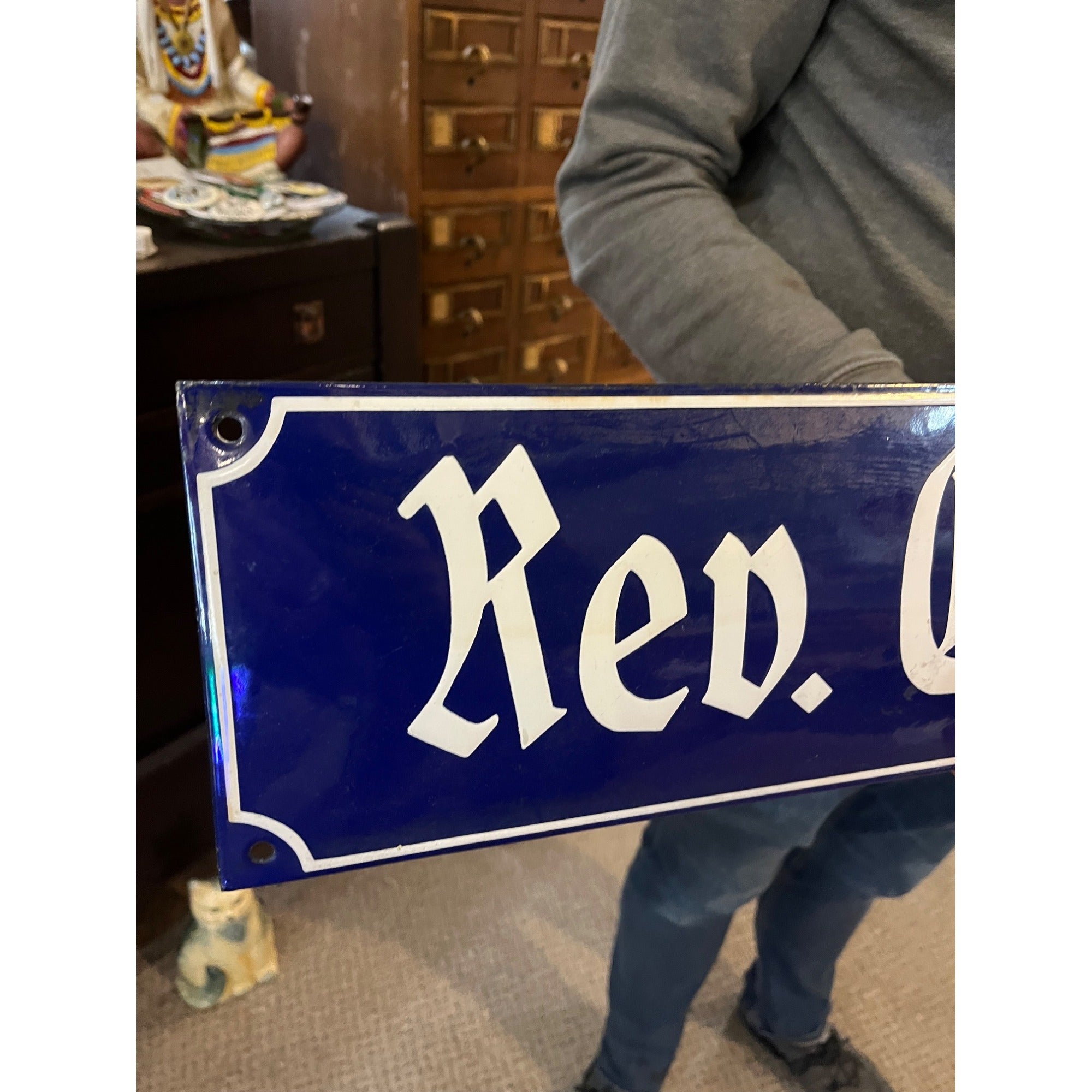 Vintage Porcelain Street Sign German Road Sign Rev. Edwarot Cate Str.