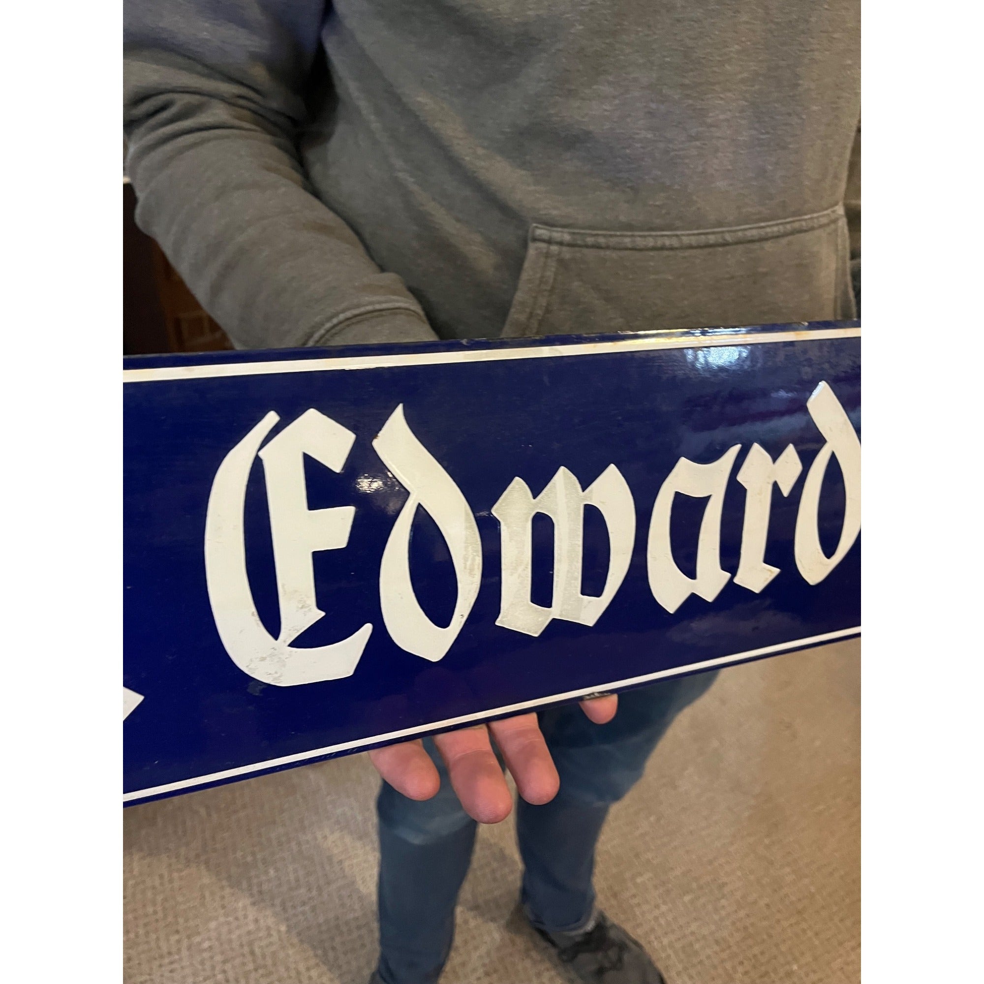Vintage Porcelain Street Sign German Road Sign Rev. Edwarot Cate Str.