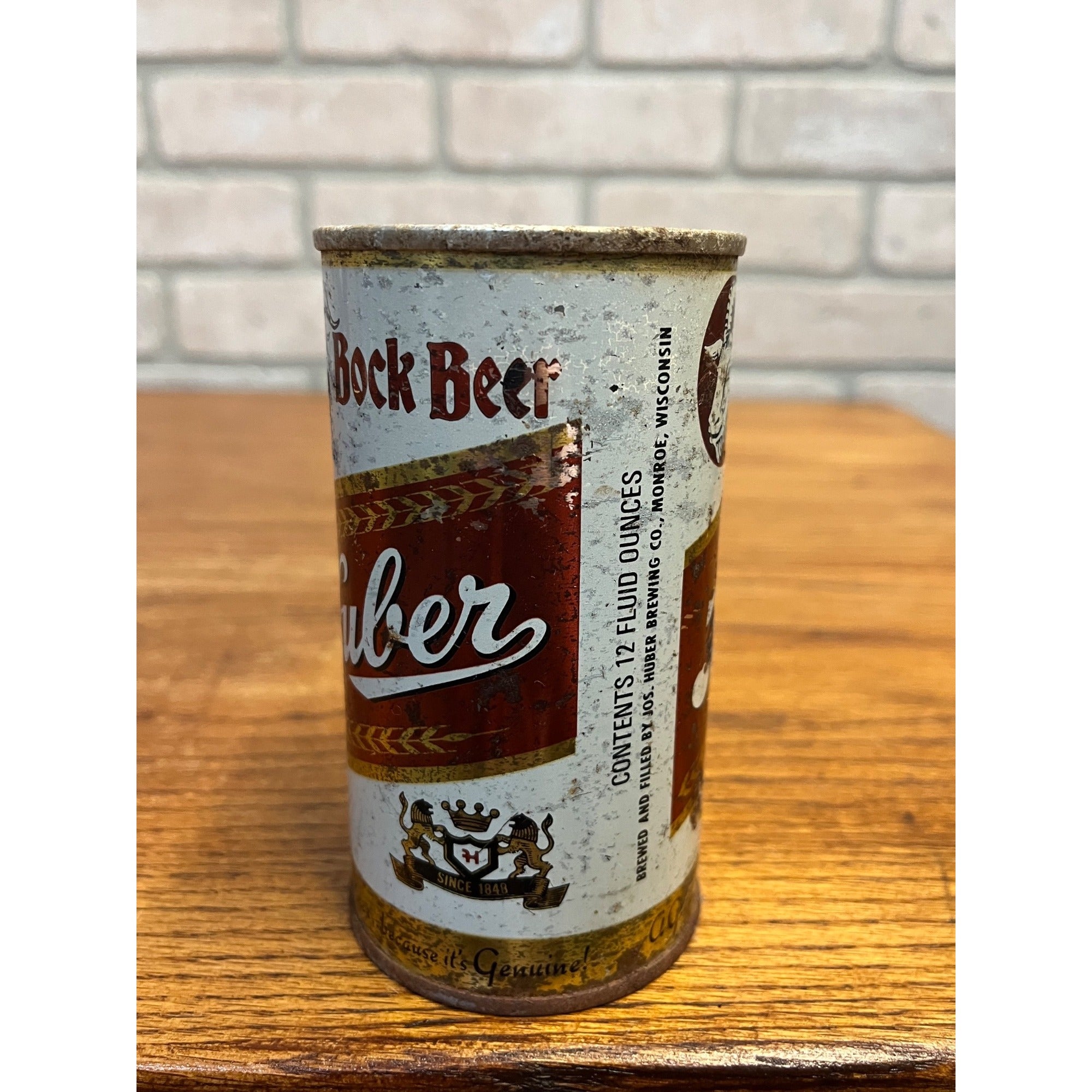 Vintage Huber Bock Beer Flat Top Can Monroe Wisconsin Wis