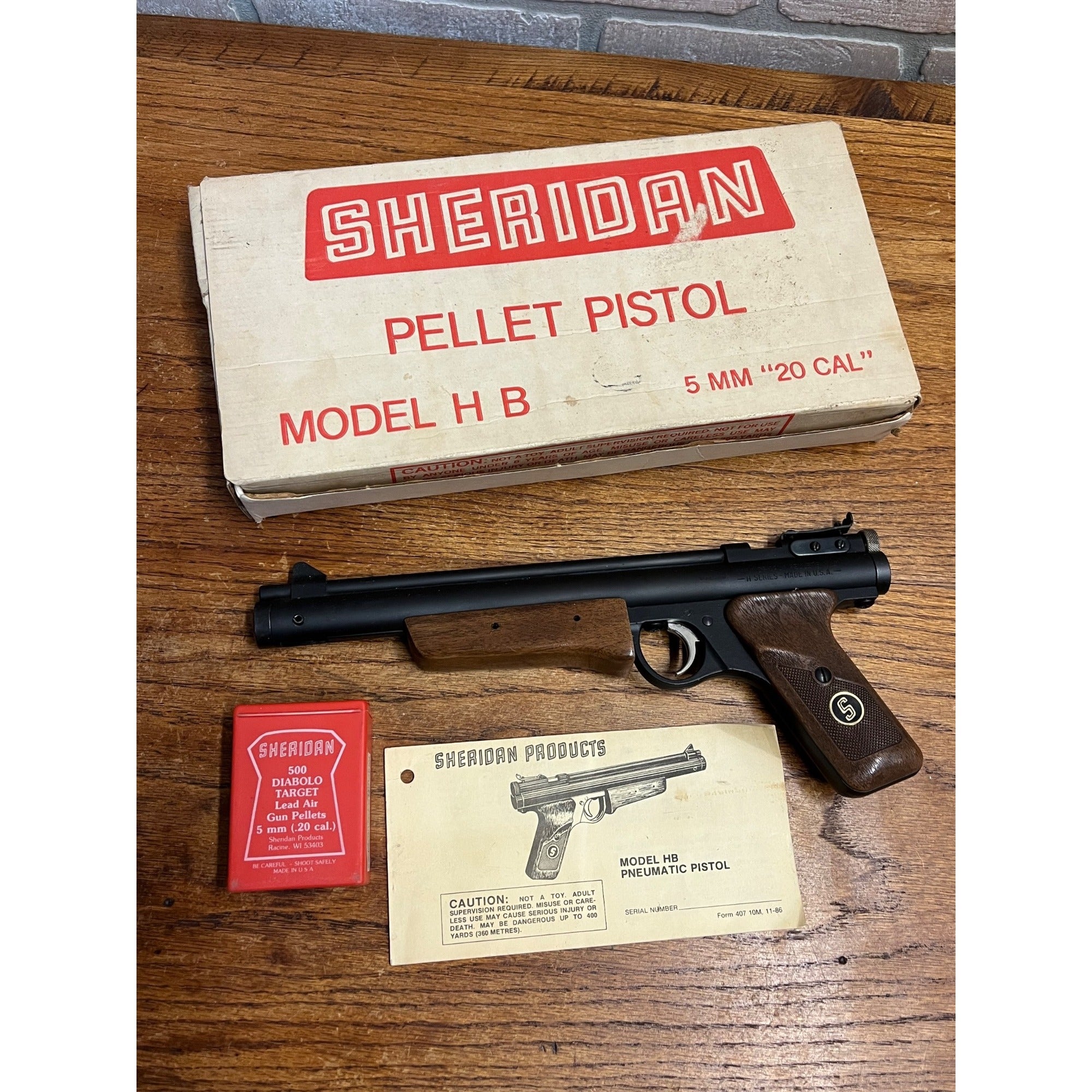Vintage Benjamin-Sheridan HB Series Pellet Airsoft Pump Pistol .20 Caliber 5mm