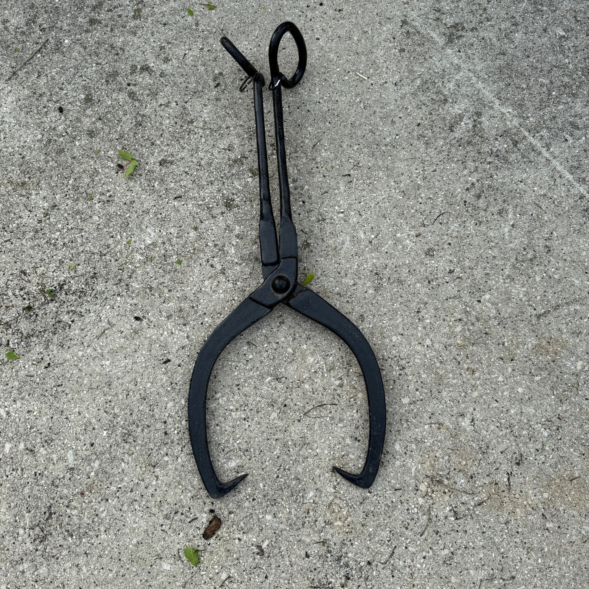 Antique HUGE Ice Block or Log Carrying Tongs Farm Tool Black Painted