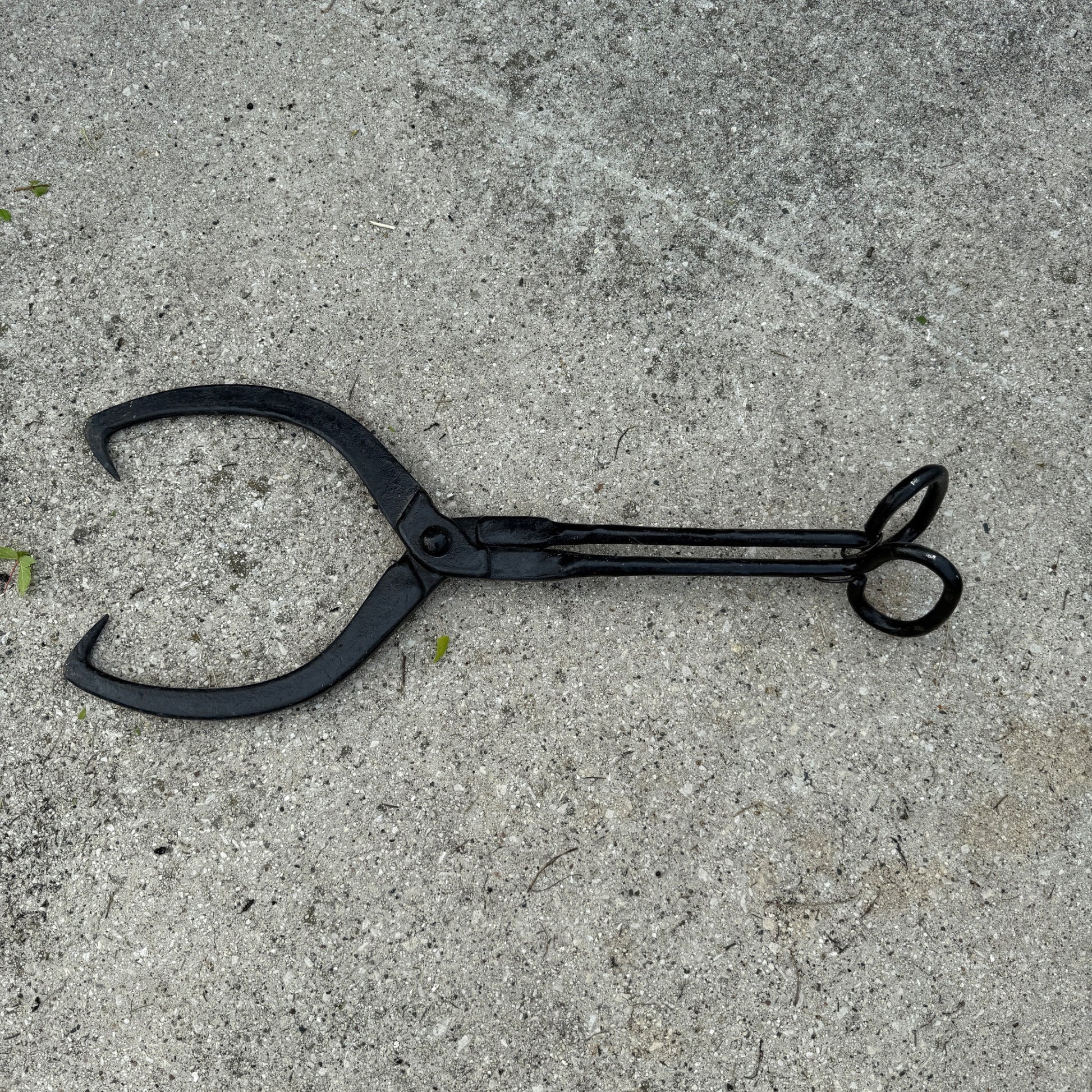 Antique HUGE Ice Block or Log Carrying Tongs Farm Tool Black Painted
