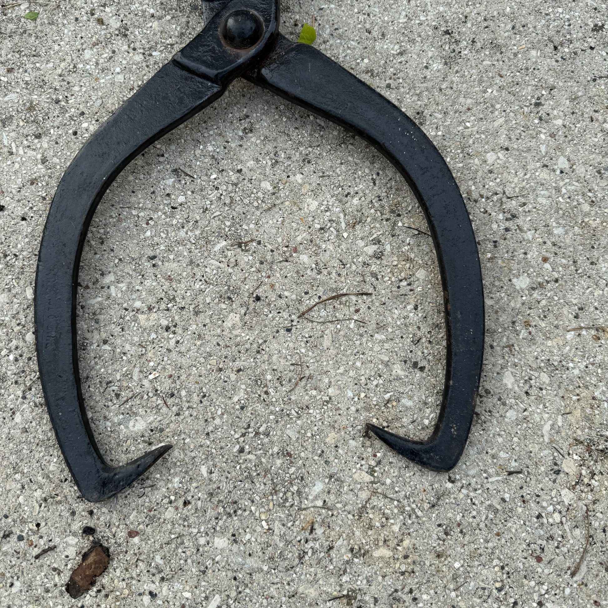 Antique HUGE Ice Block or Log Carrying Tongs Farm Tool Black Painted