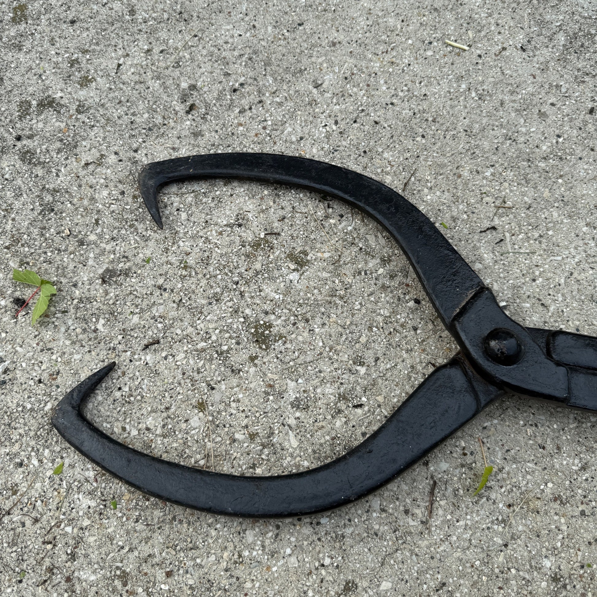 Antique HUGE Ice Block or Log Carrying Tongs Farm Tool Black Painted
