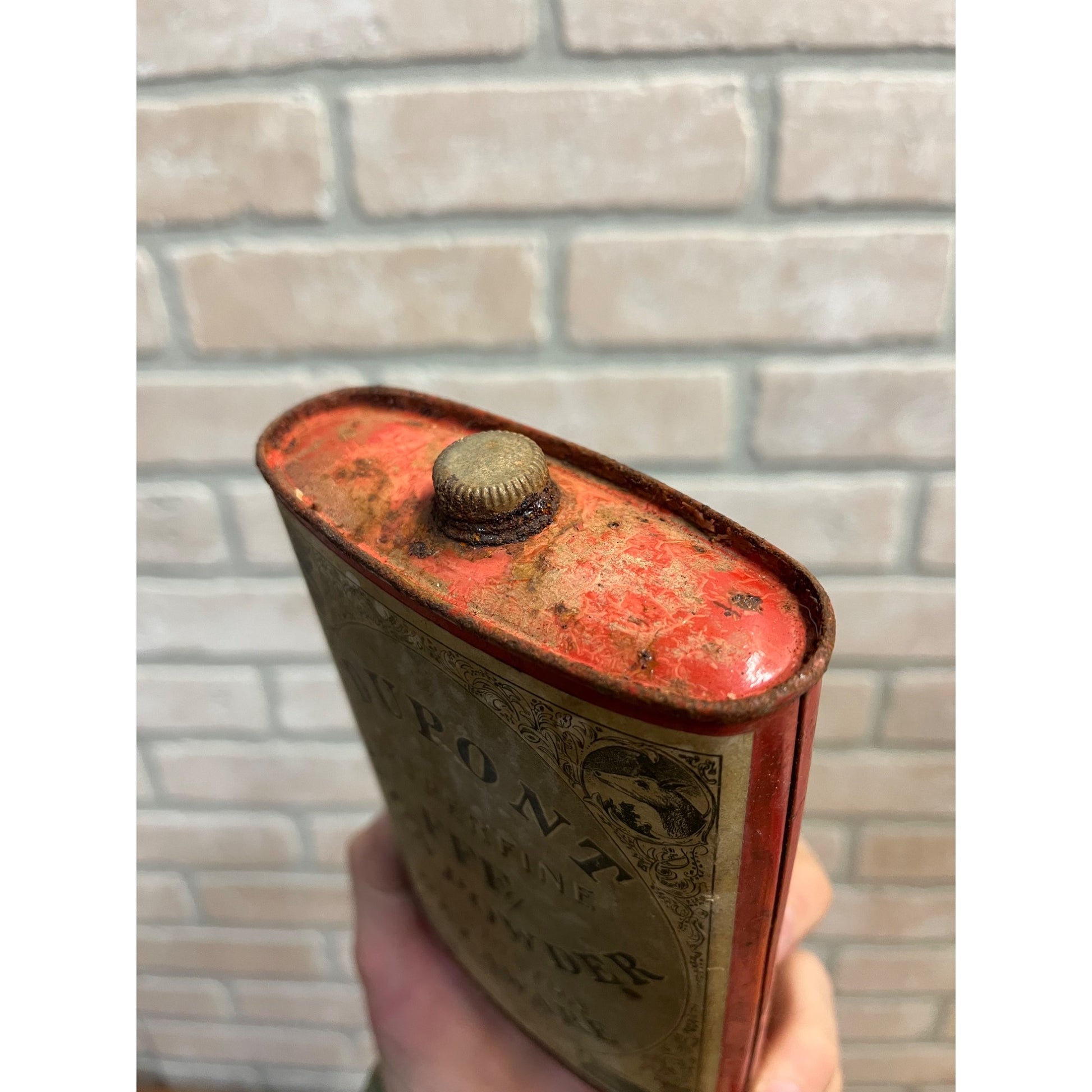 Vintage Dupont FFF Superfine 1LB Gun Powder Can EMPTY Advertising Red