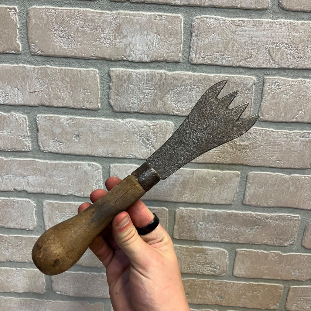 Antique Primitive Ice Block Pick Chipper w/ Teeth & Wood Handle Farmhouse Country Kitchen Decor