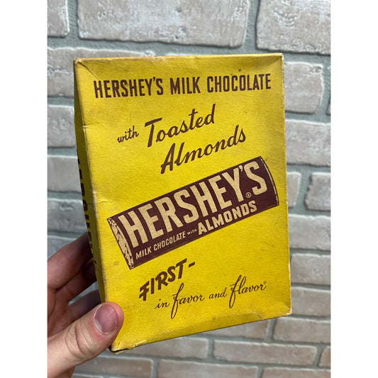 Vintage 1940s Hershey's w/ Almonds Candy Bar Empty Cardboard Display Box
