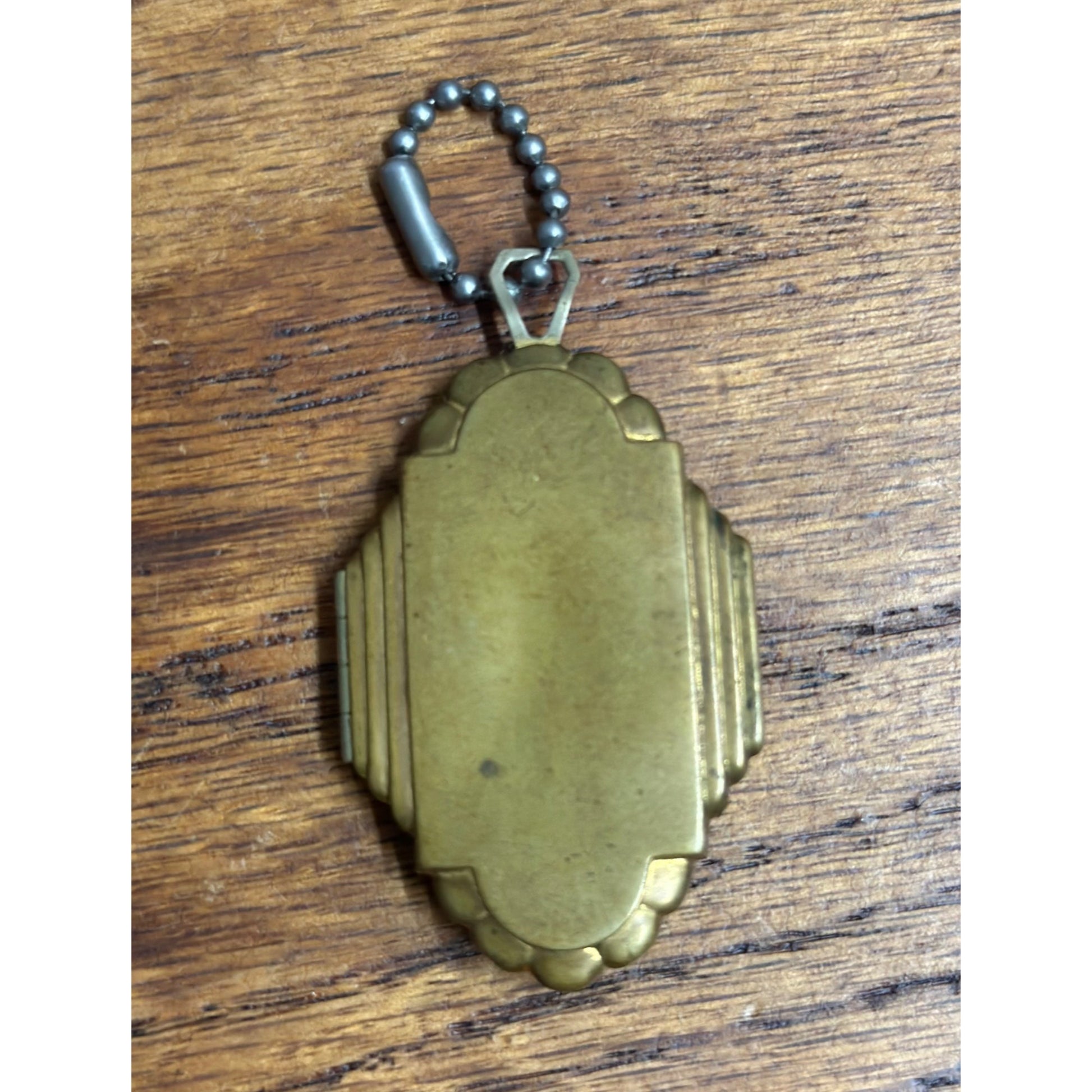 Antique Brass Art Nouveau Locket Pendant Flower Basket c1920s