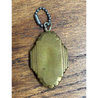 Antique Brass Art Nouveau Locket Pendant Flower Basket c1920s