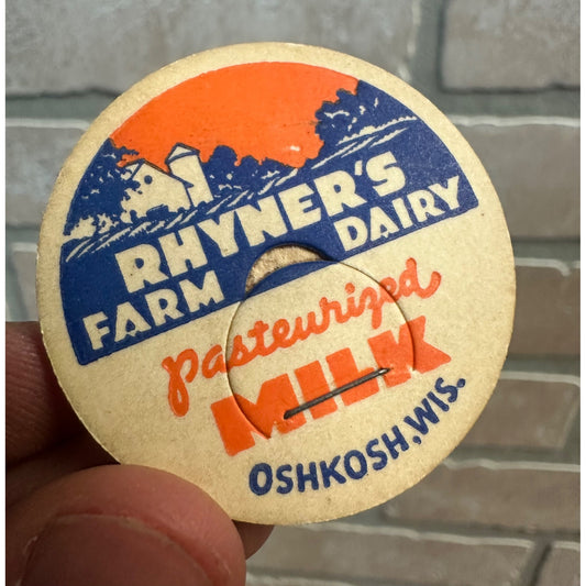 Milk Bottle Cap - Rhyner's Farm Dairy - Oshkosh, (Wisconsin) Wis WI