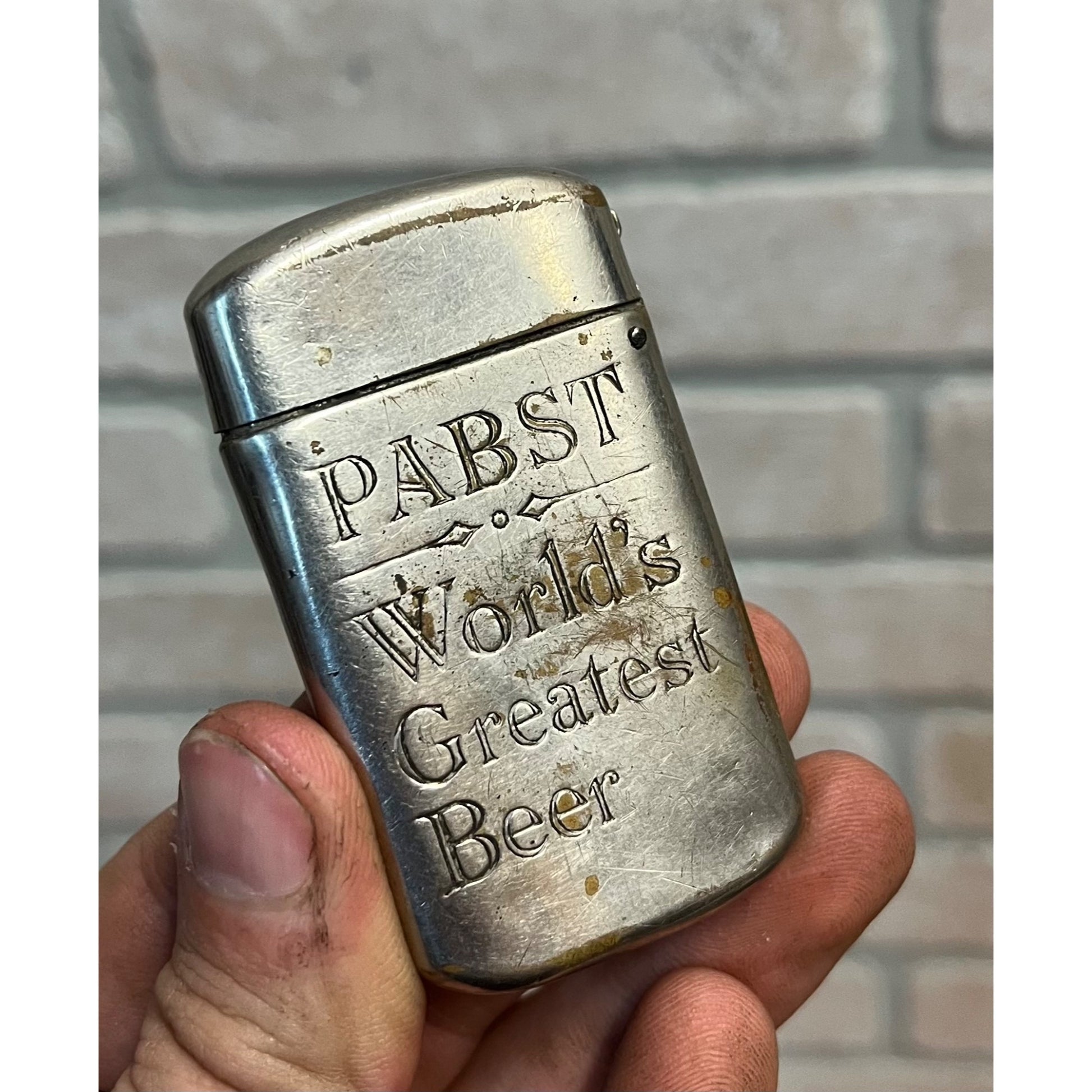 Vintage Pabst Blue Ribbon Beer Nickel Brass Match Case Holder Milwaukee Wis